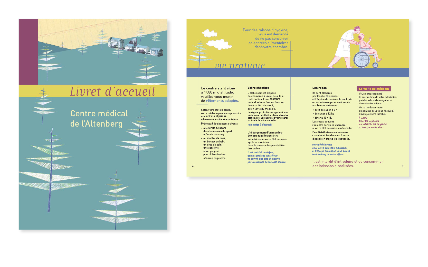 Mise en page en graphisme du Livret d'accueil pour le Centre médical de l'Altenberg, 20 pages, 2004.